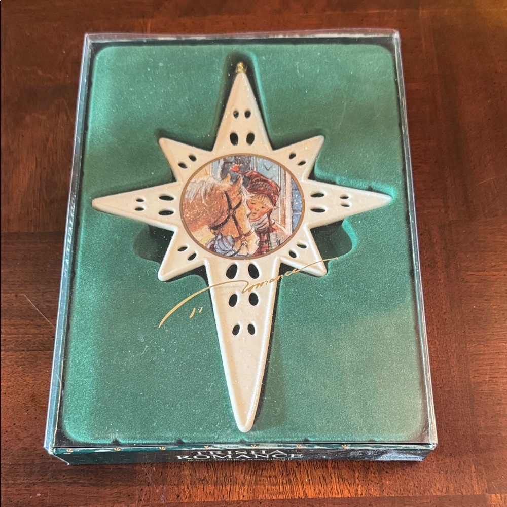 Trisha Romance Fine Porcelain Hanging Ornament #3 A Star for Christmas